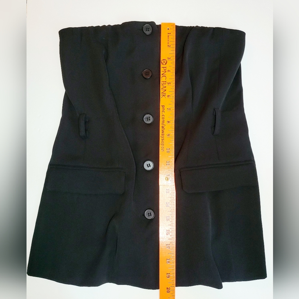 Forever 21 Top Office Siren Tube 5 Button Belt Loop Black Small Women's Classy